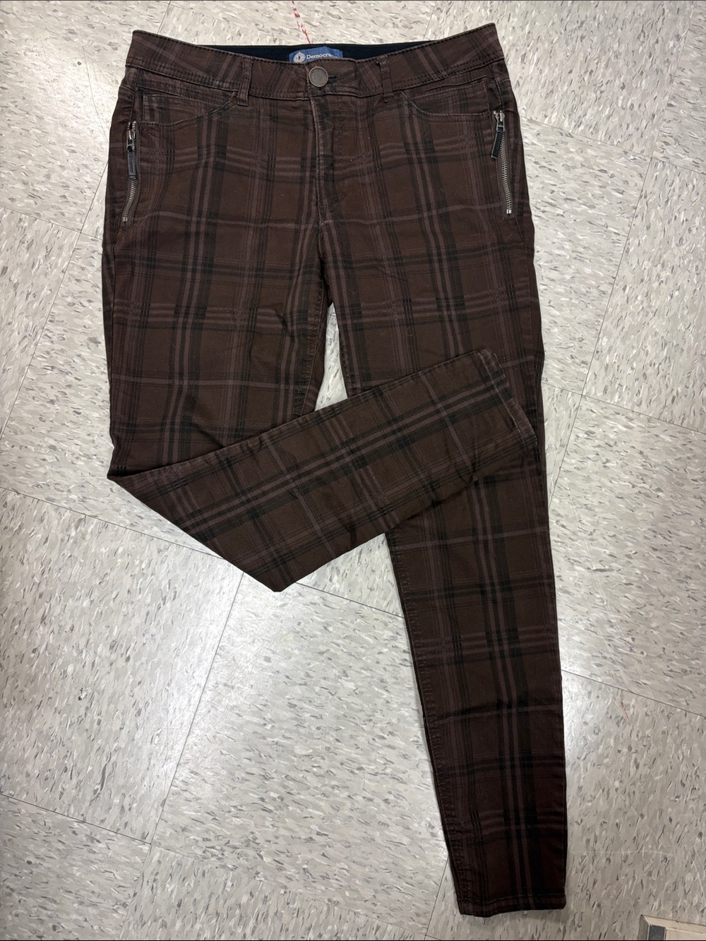Democracy Brown Plaid Skinny Jeans